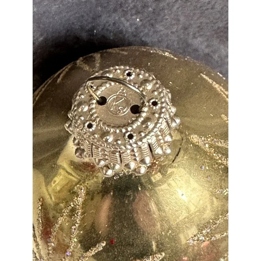 Vintage‎ West Germany Gold Glitter Christmas Mercury Glass Ornament Xmas